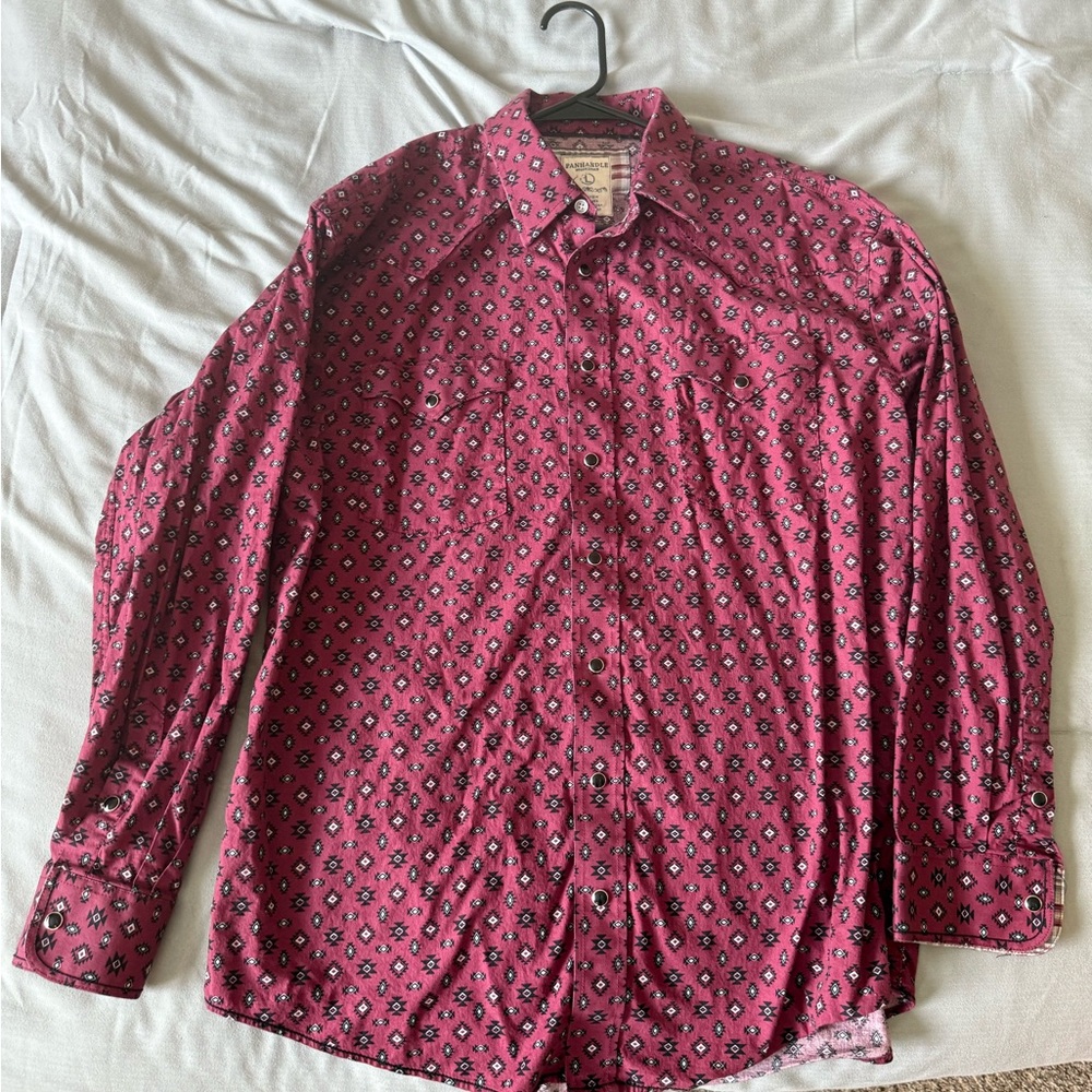 Red Casual Button Down Shirt